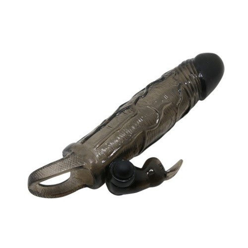 LyBaile Brave Men Vibro Penis Sleeve Black With Bunny - вибронасадка на член со стимулятором клитора, 16.4х3.7 см (чёрный)