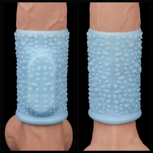 LoveToy Vibrating Drip Knights Ring - вибронасадка на член, 10 см (голубой)