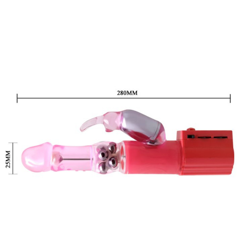 LyBaile Pretty Love Christina Vibrator with Bunny - Hi-tech вибратор кролик с ротацией, 28х2.5 см (розовый)