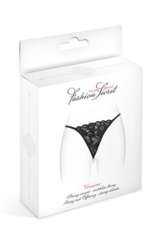 Fashion Secret Venusina Black - трусики-стринги с жемчужной ниткой, S-L (чёрные)