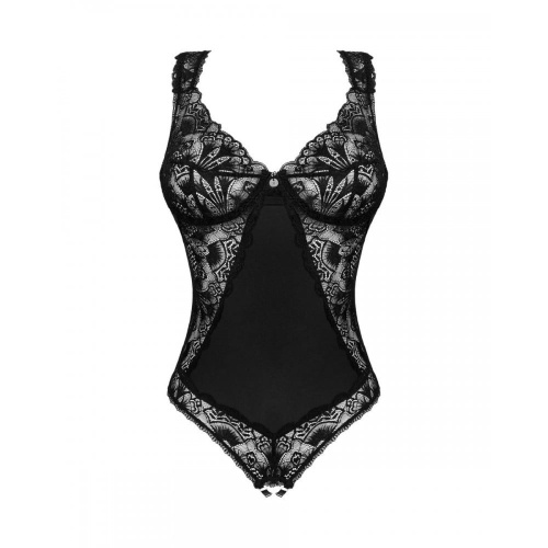 Obsessive Donna Dream crotchless teddy - еротичне боді з відкритою промежиною, M/L (чорний) - купити в Києві, Україні