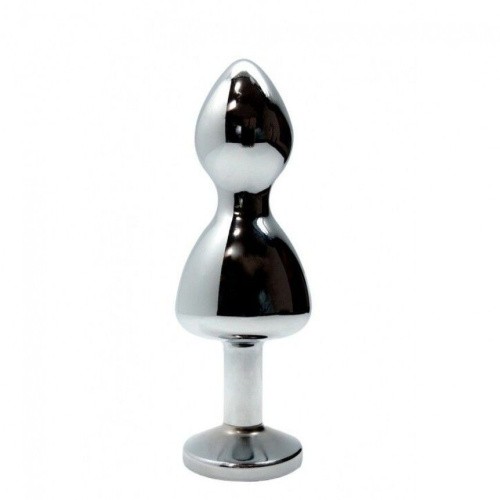 Wooomy Lollypop Double Ball Metal Plug M - Анальная пробка, 9.4х3.1 см (прозрачный)