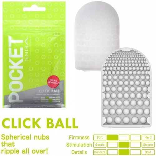 TENGA Pocket Click Ball - Кишеньковий міні-мастурбатор, 7.5х5.5 см (зелений) - купити в Києві, Україні