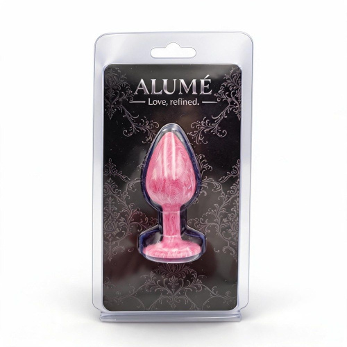 Металлическая анальная пробка с камнем ALUME, S розовая с золотым