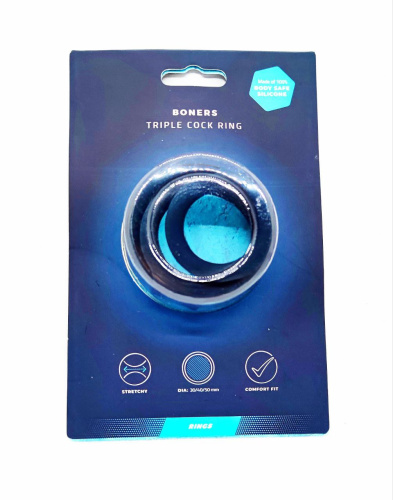 Boners Triple Cock Ring - Потрійне ерекційне кільце, (сірий) - купити в Києві, Україні