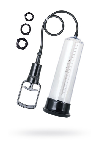 Toyfa A-Toys Vacuum pump - Вакуумная помпа с эрекционными кольцами в комплекте, 27.5х7 см