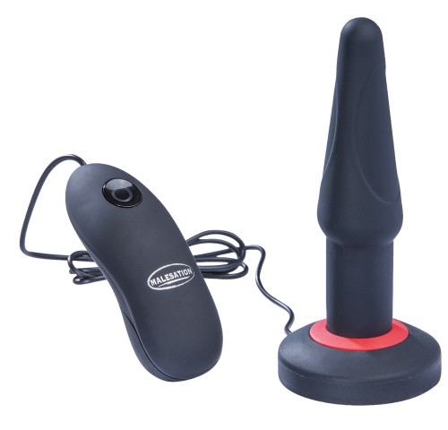 StRubber Malesation Dual Layer Silicone Plug Vibe, S - Анальная пробка с вибрацией, размер S, 14х3.1 см