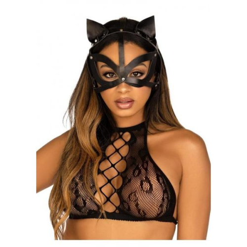Leg Avenue - Vegan leather studded catmask - Маска кішечки з веганської шкіри (чорний) - купити в Києві, Україні