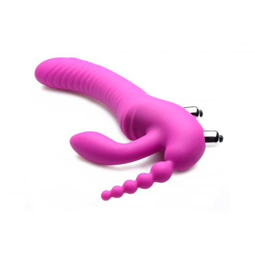 Regal Rider Vibrating Silicone Strapless Strap On Triple G Dildo - Безремневой страпон с вибрацией, 22.9х3.8 см