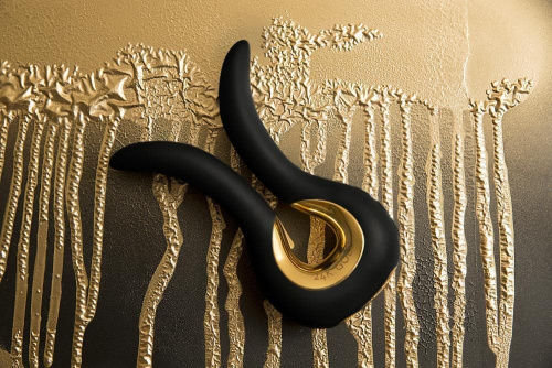 Gvibe Mini Gold - Эксклюзивный вибромассажер с 24К золотом. Лимитированный выпуск!, 10,5х2 см (черный)