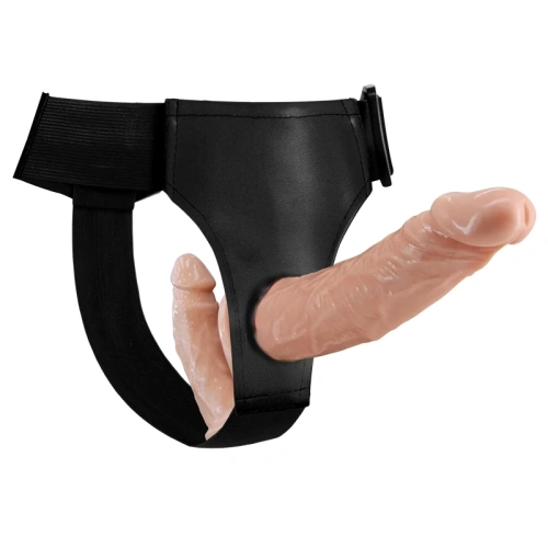 Ultra Female Passionate Double Harness - Подвійний страпон, 18х3.6 см (тілесний) - купити в Києві, Україні