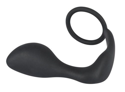 Orion Black Velvets Ring & Plug - Эрекционное кольцо с анальной пробкой, 8х4 см (чёрный)