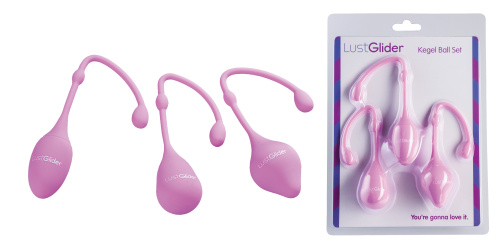 StRubber LustGlider Kegel Ball Set rosa - Набор вагинальных шариков, 10.9х3 см (розовый)