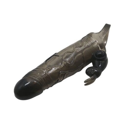 LyBaile Brave Men Vibro Penis Sleeve Black With Bunny - вибронасадка на член со стимулятором клитора, 16.4х3.7 см (чёрный)