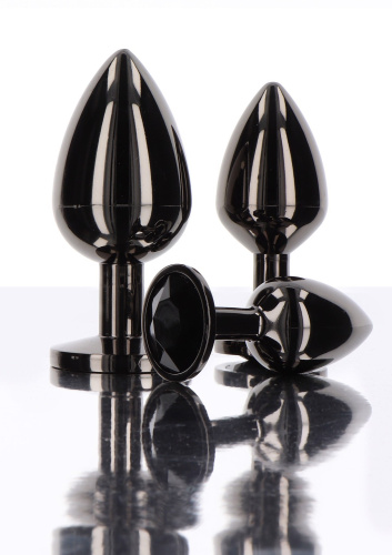 Taboom L Butt Plug With Diamond Jewel - Анальная пробка, 9.5х4.1 см (черный)