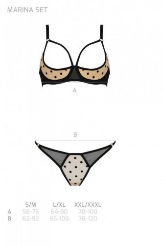 Эротический комплект Passion MARINA SET WITH OPEN BRA, XXL/XXXL