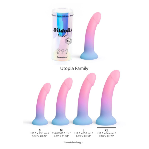 Фаллоимитатор с цветным градиентом Love To Love Dildolls Utopia, XL 19.5 см