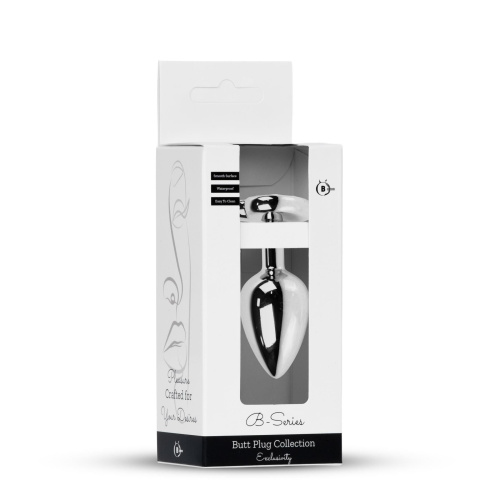 B-Series Jewellery Silver  Heart PLUG Red - Анальна пробка с кристаллом, 7х2.7 см (красный)