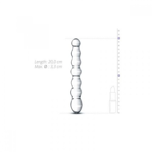 Gildo Glass Dildo No. 19 - стеклянный дилдо в виде бусин, 17х3.3 см (прозрачный)