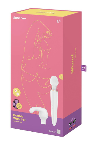 Вибромассажер Satisfyer Double Wand-er, 27х5.5 см. (белый)