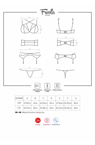 Obsessive Frivolla set - кружевной эротический комплект белья, L/XL (чёрный)