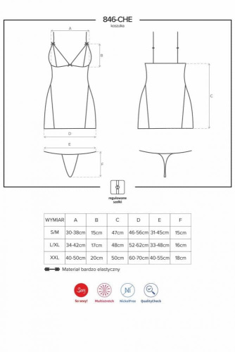 Комплект Obsessive 846-CHE-1 chemise (XXL)