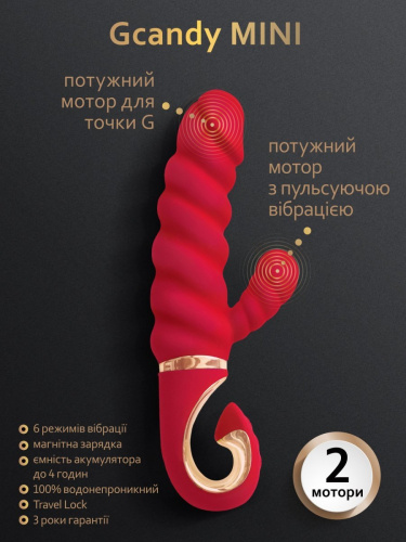 Миниатюрный вибратор-кролик с витым стволом GCandy Mini, 19х3.7 см