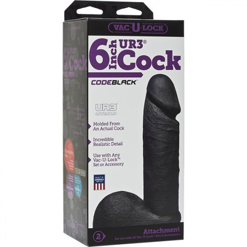 Фаллоимитатор Vac-U-Lock™ - CodeBlack - 6 Inch Ultraskyn™ Cock 15,7х4,3 см
