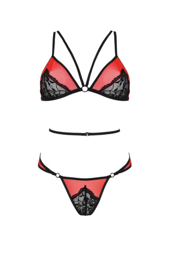 PEONIA SET Passion - Эротический комплект белья, S/M (красный)