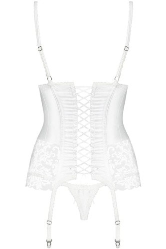 Obsessive 871-COR-2 corset - корсет с подвязками и стринги, L/XL (белый)