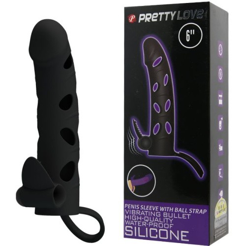 LyBaile Pretty Love Vibrating Penis Sleeve - Силиконовая насадка с вибрацией, 15.2х3.3 см