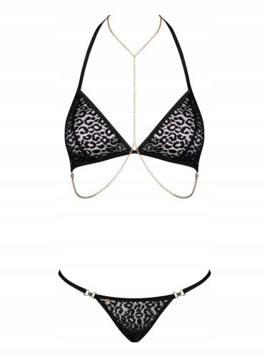 Obsessive Pantheria 2-pcs set black - Сексуальний леопардовий комплект, S/M - купити в Києві, Україні