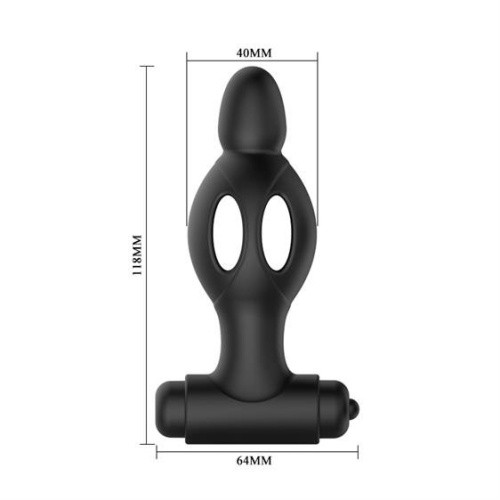 Mr.Play Powerful Vibrator Black - Анальная пробка с вибрацией, 11,8х4 см (черный)