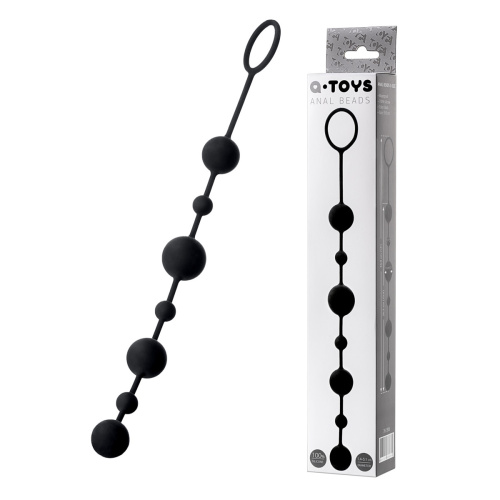 Toyfa A-Toys - силиконовая анальная цепочка, 26.3х3.1 см (черный)
