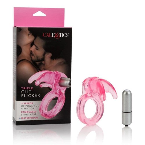 CalExotics Triple Clit Flicker - виброкольцо, 7х3.5 см (розовый)