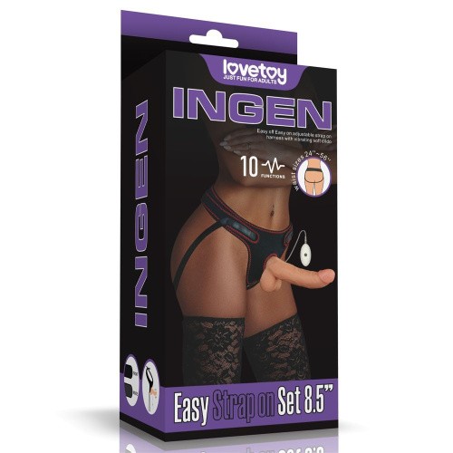 LoveToy Easy Strapon Set 8.5'' - мягкий страпон с реалистичным вибратором, 21.5х4.5 см (телесный)