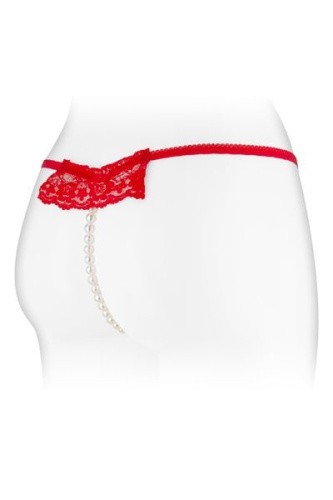 Fashion Secret Katia Red - трусики-стринги с жемчужной ниткой, S-L (красный)