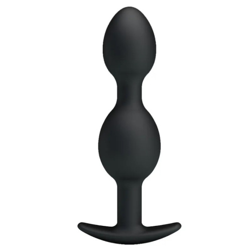 Pretty Love silicone Anal balls - Анальна пробка зі зміщеним центром ваги, 12.5х2.3-3.3 см (чорна) - купити в Києві, Україні