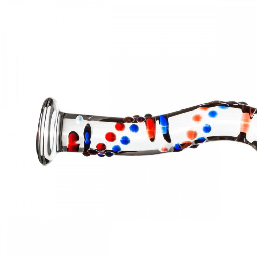 Gildo Glass Dildo No. 3 стеклянный дилдо с изгибами и рисунком, 18.5х3.5 см