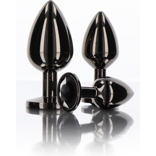 Taboom - S Butt Plug With Diamond Jewel - Анальна пробка, 7.2х2.7 см (чорний) - купити в Києві, Україні