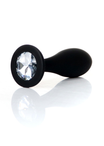 Анальная пробка с камнем B-Series Jewellery Silicone Black Plug, M