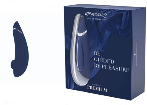Womanizer Premium - Впечатляющий вакуумный стимулятор клитора, 15.5х5 см (синий)