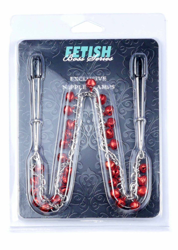 Exclusive Nipple Clamps No.5 - Fetish Boss Series - Зажимы для сосков, 39 см (красный)
