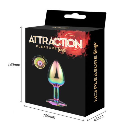 MAI Attraction Toys №72 Rainbow - Металлическая анальная пробка, 7.2х3.2 см