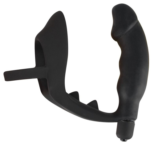 Эрекционное кольцо с анальной пробкой Black Velvets Ring & Vibro Plug