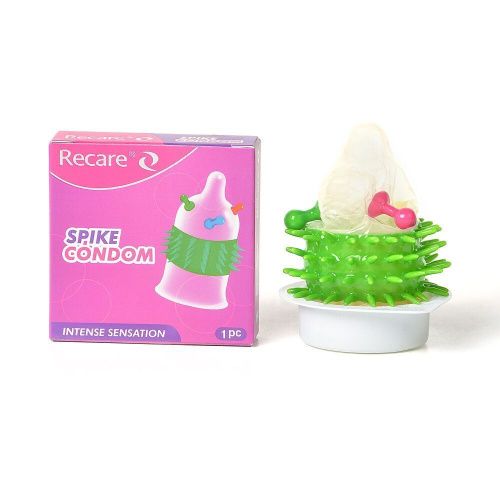 Насадка на член Recare Spike Condom Pink (с шариками и рядами шипов)