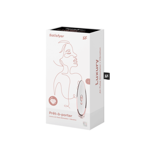 Satisfyer Luxury Pret-a-porter - Преміальний вакуумний стимулятор клітора, 19.3х5.4 см (рожевий з білим) - купити в Києві, Україні