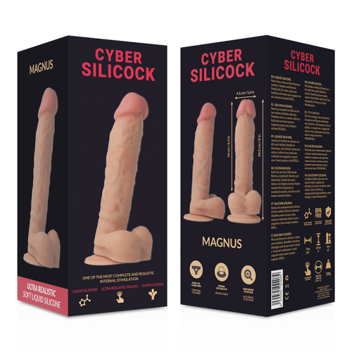 CYBER SILICOCK - Magnus - Фаллоимитатор на присоске, 16.5х4.1 см (телесный)