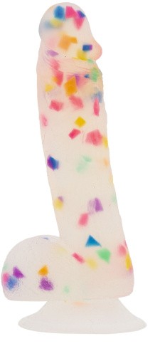 Addiction - Party Marty - 7.5" - Frost & Confetti - фаллоимитатор с конфетти, 19х3.8 см (белый)