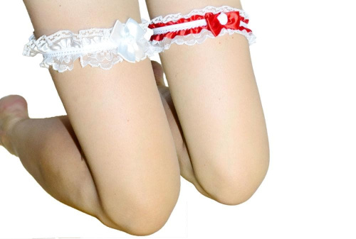 Hao Toys - Кружевная подвязка с бантиком, S-L (белый)